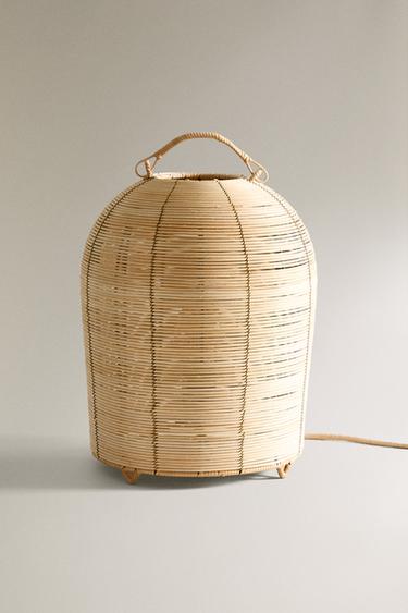 LARGE RATTAN TABLE LAMP - Light beige by Zara