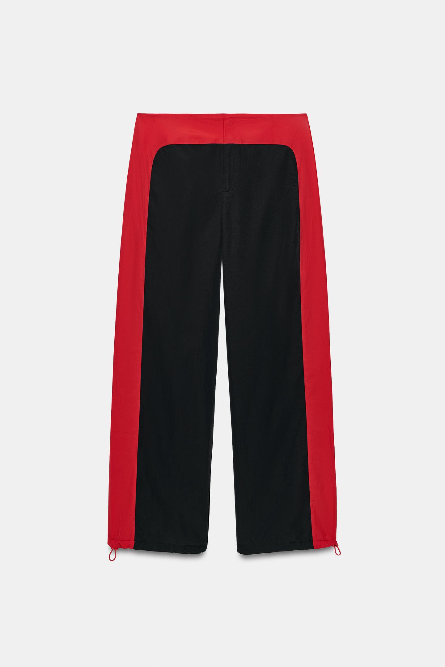 Женские брюки Zara Technical Volume Side-Stripe, цвет: Красный — фото 1