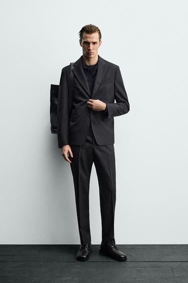 100% WOOL SUIT BLAZER - Navy blue by Zara