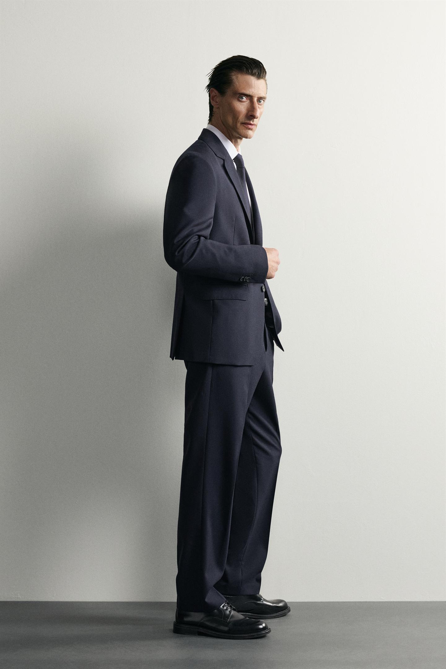 Мужские брюки Zara 100% Wool Suit, цвет: Тёмно-синий — фото 4