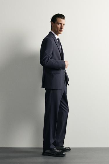 PANTALÓN TRAJE 100% LANA - Marino de Zara