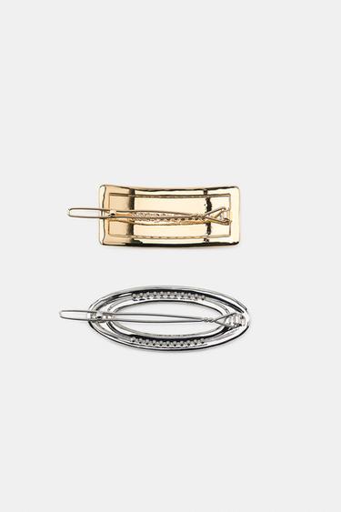 LOT DE 2 PINCES MÉTALLIQUES À BRILLANTS - Or / Argent de Zara - Image 2