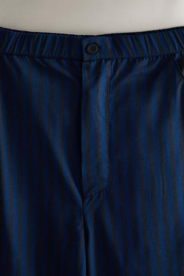 PANTALON LONG RAYÉ - Bleu de Zara - Image 2