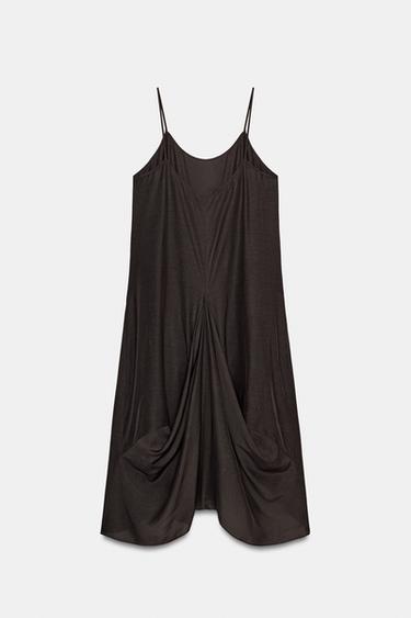 ZW COLLECTION VOLUMINOUS DRAPED DRESS - Brown by Zara - Image 4