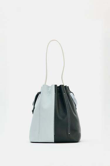 MULTI-COLOURED LEATHER SHOULDER BAG - Bluish by Zara