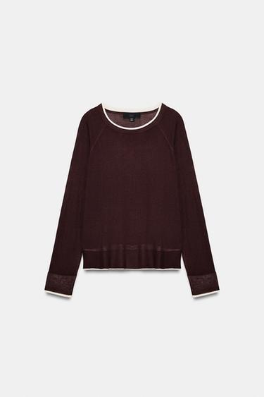 JERSEY PUNTO DOBLE - Chocolate de Zara