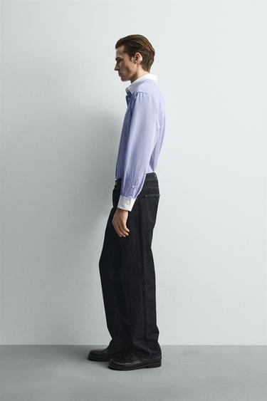 CHEMISE À RAYURES CONTRASTE ÉDITION LIMITÉE - Bleu ciel de Zara - Image 3