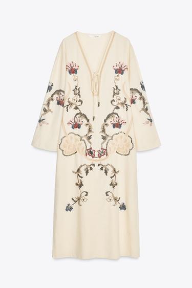ZW COLLECTION EMBROIDERED MIDI DRESS - Ecru by Zara - Image 7