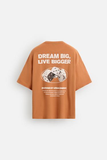 T-SHIRT DÉLAVÉ EN MAILLE IMPRIMÉE - Orange de Zara - Image 7