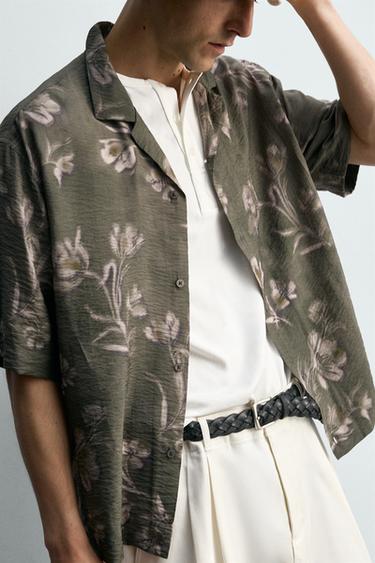 CHEMISE RELAXED FIT À IMPRIMÉ FLEURI - Gris de Zara - Image 4