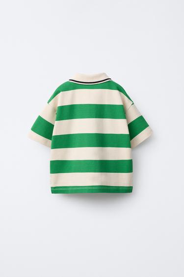 POLO À RAYURES - Vert de Zara - Image 1