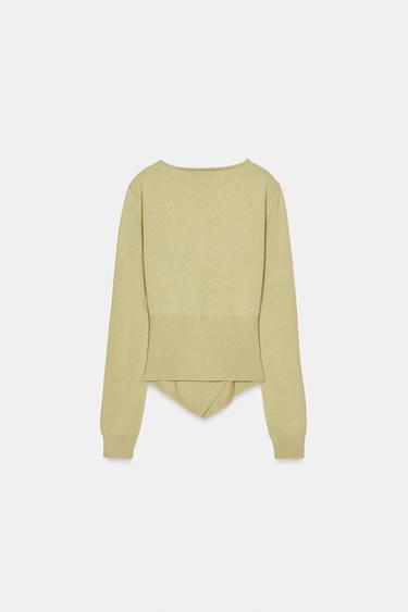 DRAPED KNIT JUMPER - washed green by Zara - Image 7