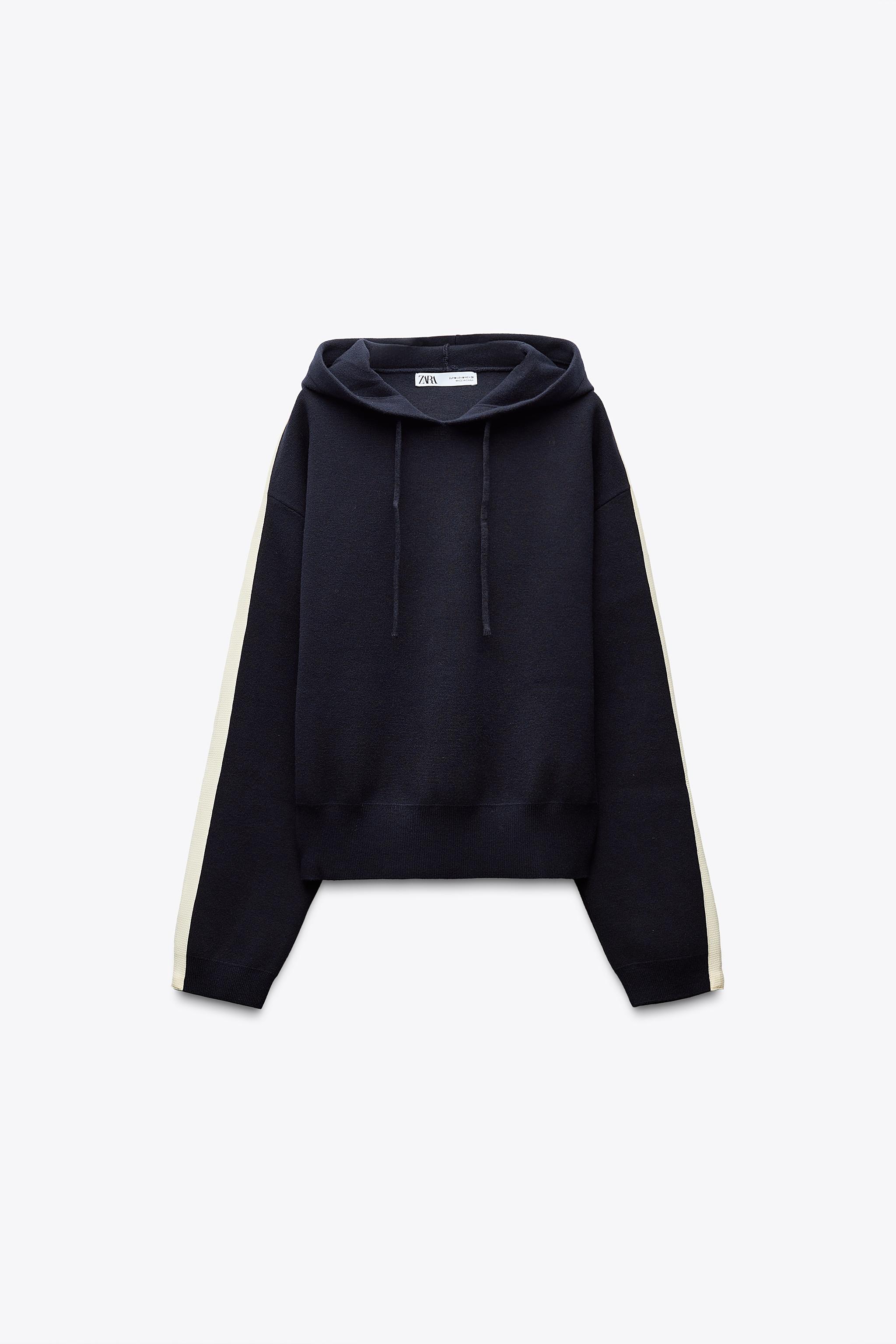 KNIT SWEATSHIRT WITH SIDE STRIPE - Navy blue | ZARA United