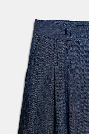 PANTALÓN CULOTTE PINZAS - Azul de Zara