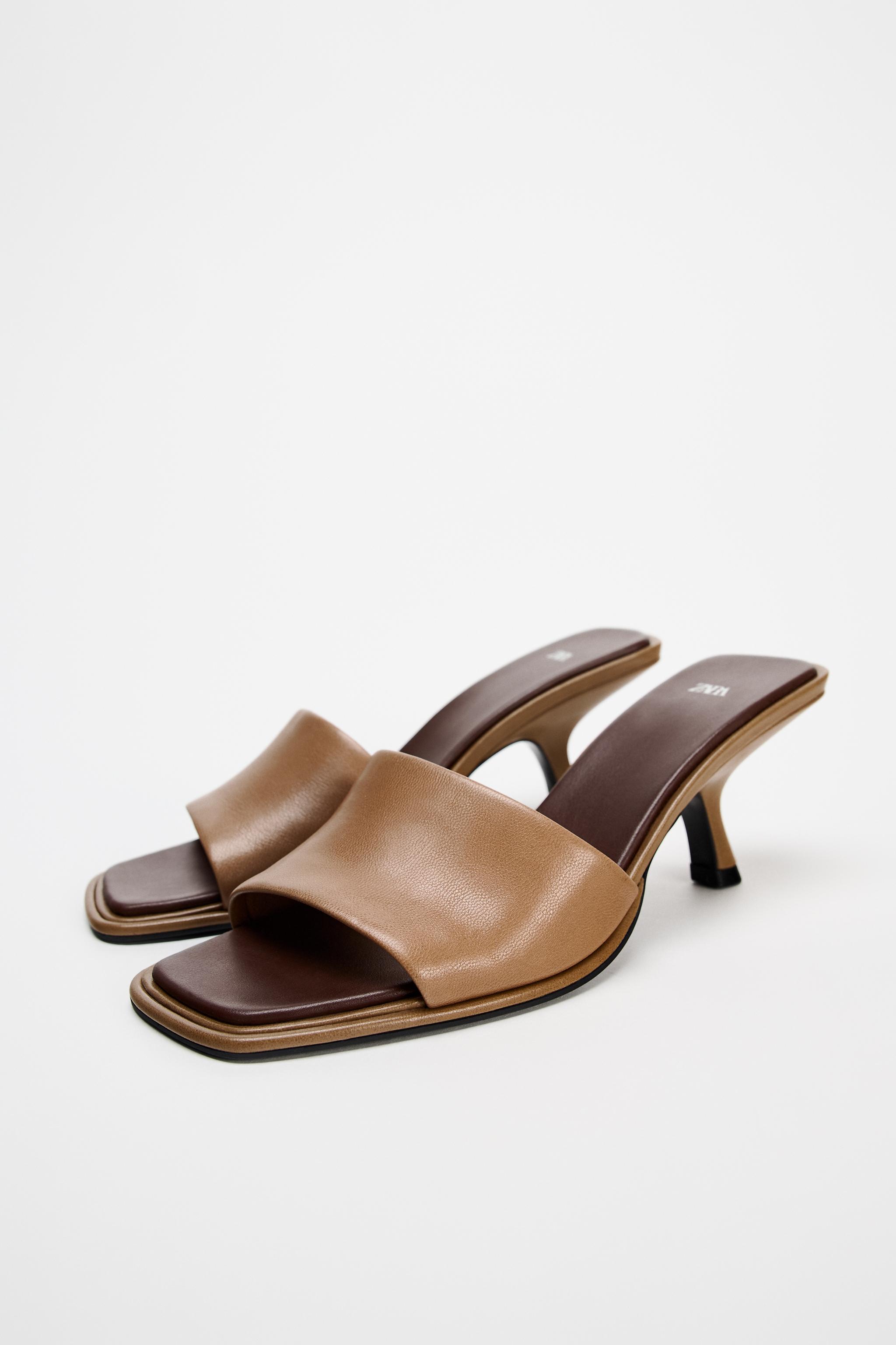 Mulas Zara Mule Mujer Marrones Y Mulas ZARA Con Tacón Para Mujer