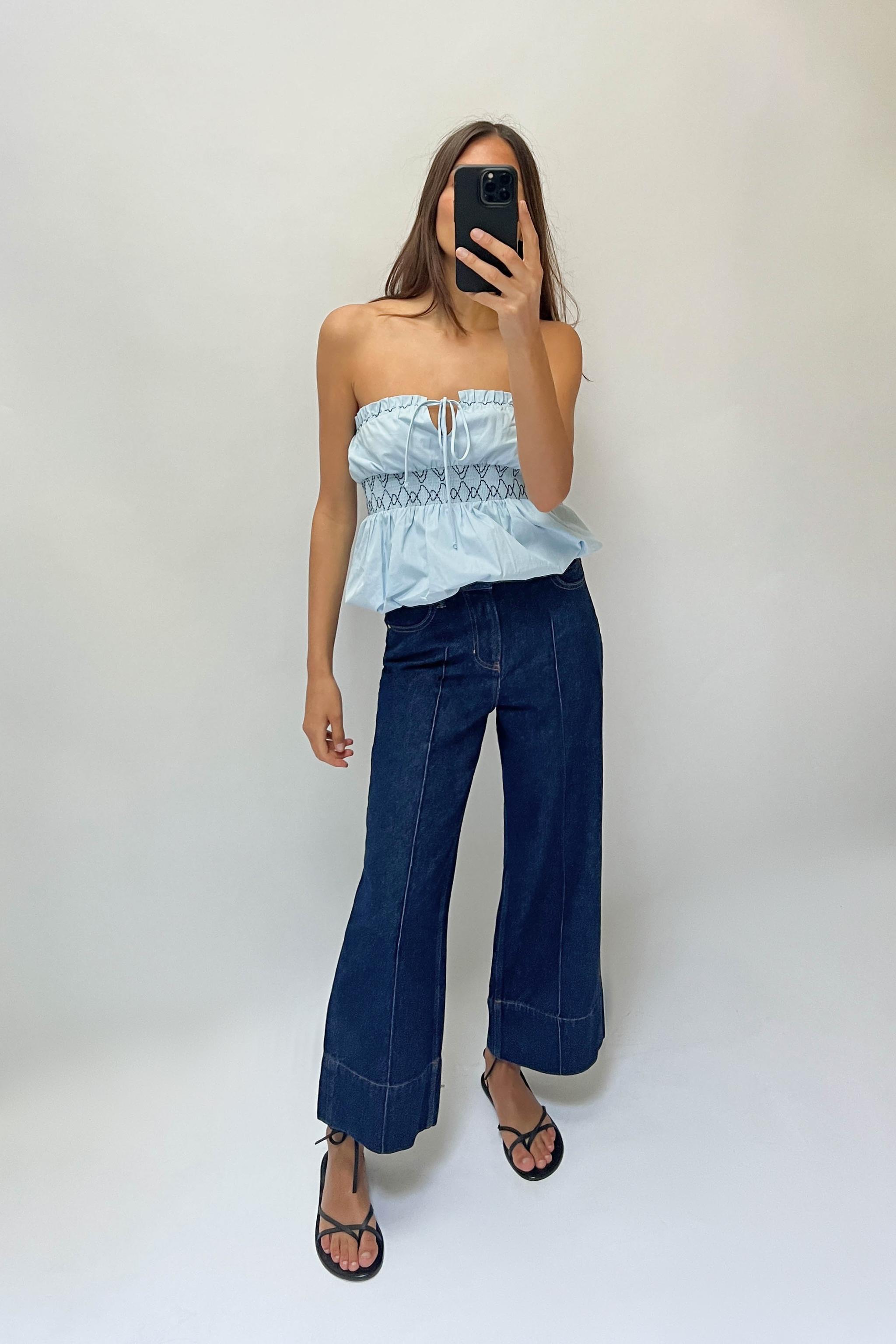 CROPPED HIGH WAIST WIDE LEG FRONT CENTRAL SEAM Z1975 JEANS