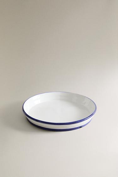 PLAT GRÈS BORD CONTRASTANT - Blanc / Bleu marine de Zara - Image 1