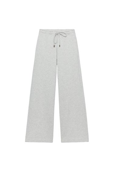 WIDE-LEG PLUSH TROUSERS - Grey marl by Zara