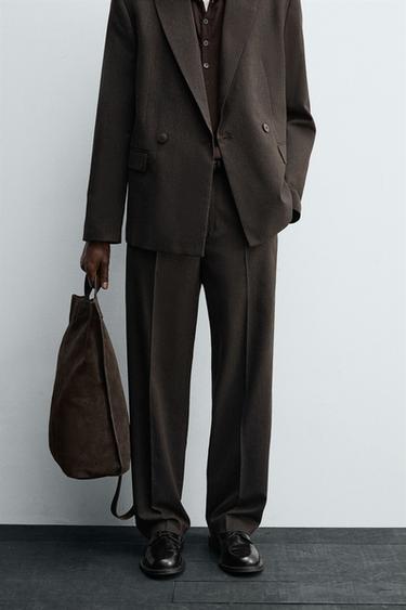 Zara WOOL SUIT PANTS - brown vigore