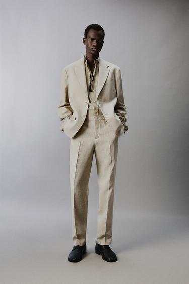 100% LINEN SUIT TROUSERS - Light beige by Zara