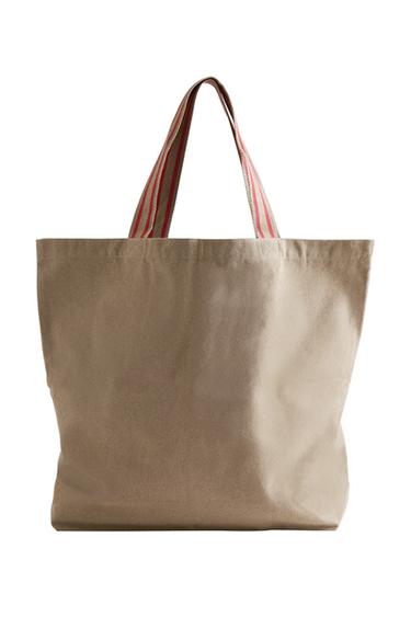 STRIPED FABRIC TOTE BAG - Red by Zara