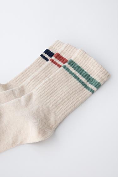 3-PACK OF STRIPED LONG SOCKS - Beige marl by Zara - Image 1