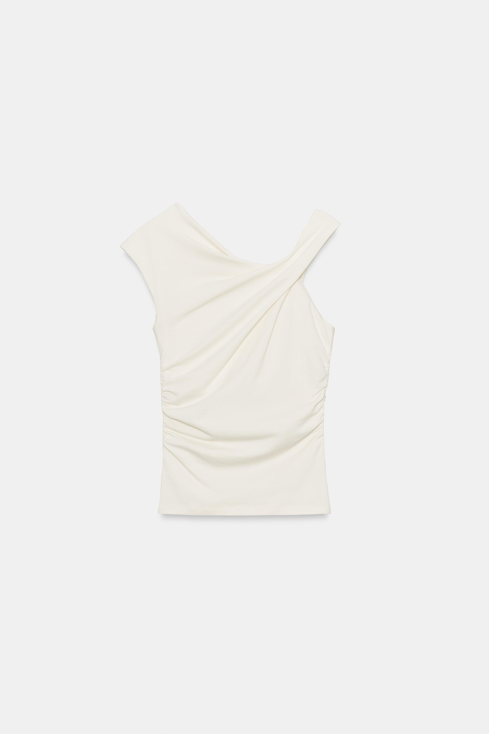 ASİMETRİK DRAPE DETAYLI T-SHIRT - Görsel 6