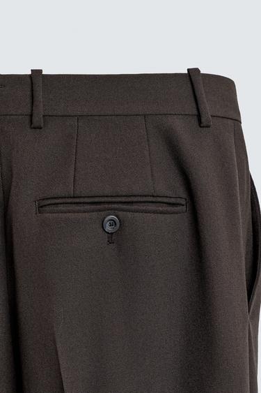 PANTALON PLIS 100% LAINE - Marron de Zara - Image 9