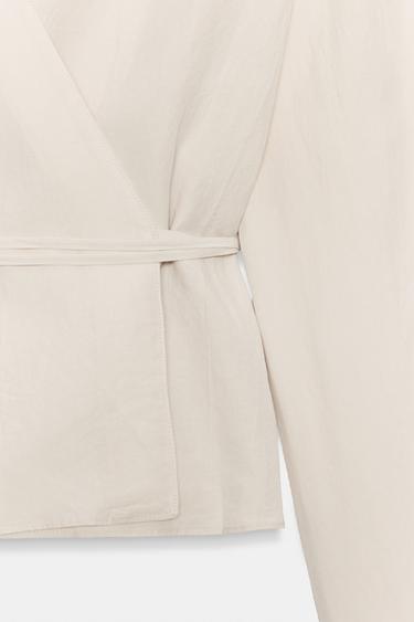 CHEMISE KIMONO CACHE-CŒUR - Écru moyen de Zara - Image 6