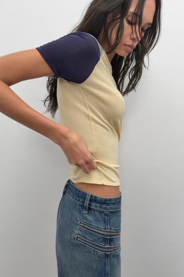 TOP EN MAILLE COULEUR BLOCK - Multicolore de Zara - Image 2