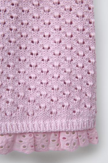 LACE-TRIMMED KNITTED BERMUDA SHORTS - Pink / Lilac by Zara - Image 3