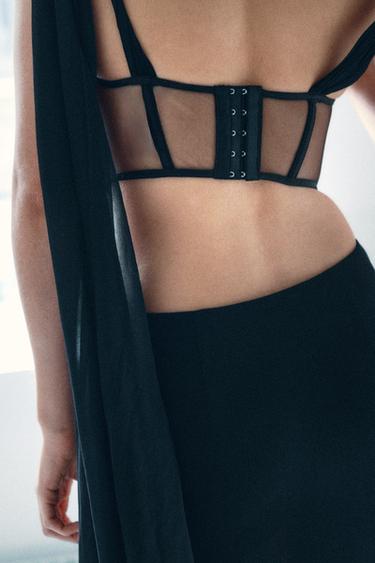 FALDA GEORGETTE DRAPEADO - Negro de Zara