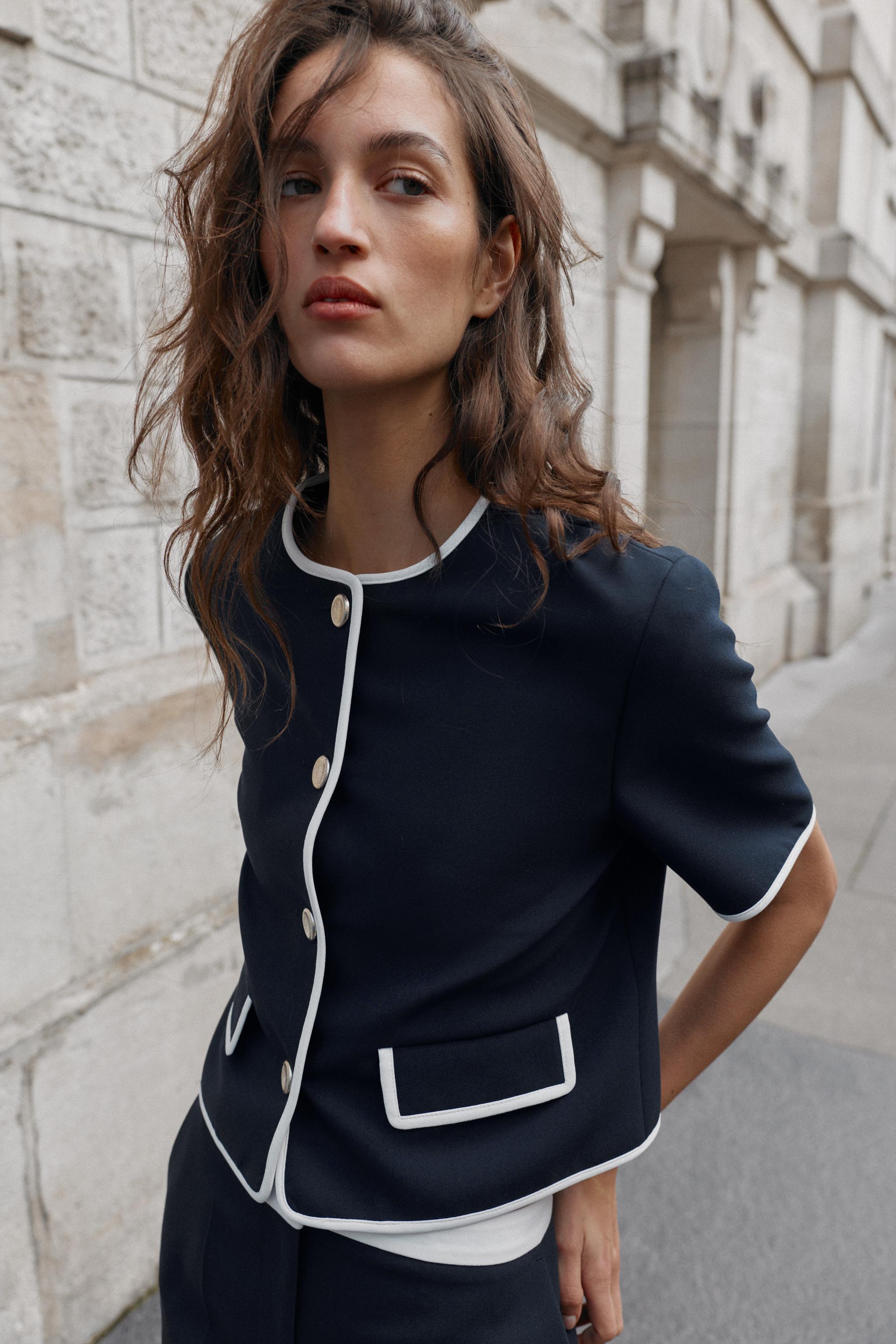 ショートスリーブブレザー - ネイビーブルー | ZARA Japan / 日本