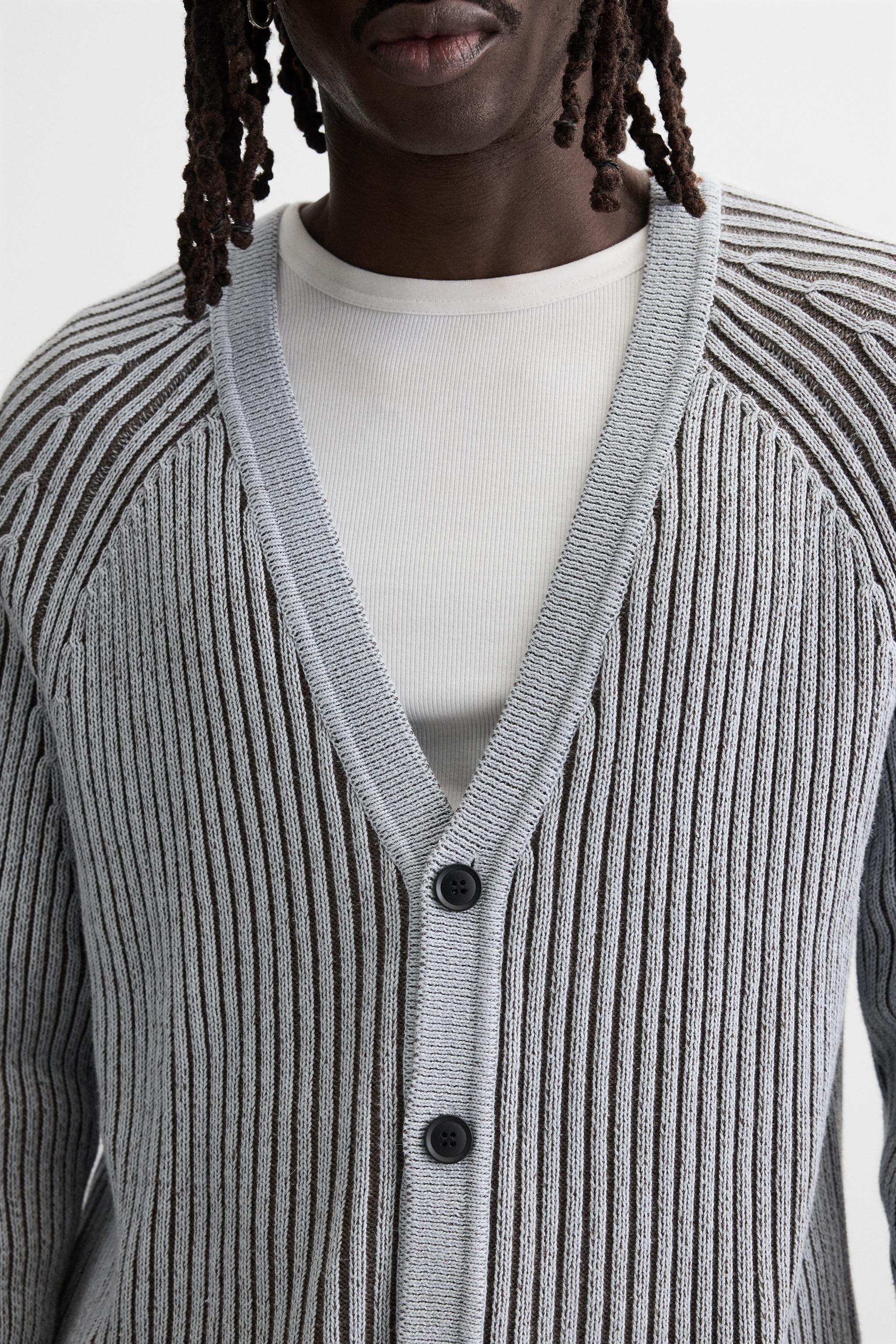 コントラストリブカーディガン - ブルー | ZARA Japan / 日本