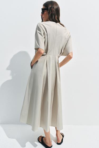 ZW COLLECTION POPLIN PLEATED DRESS - Light grey by Zara - Image 2