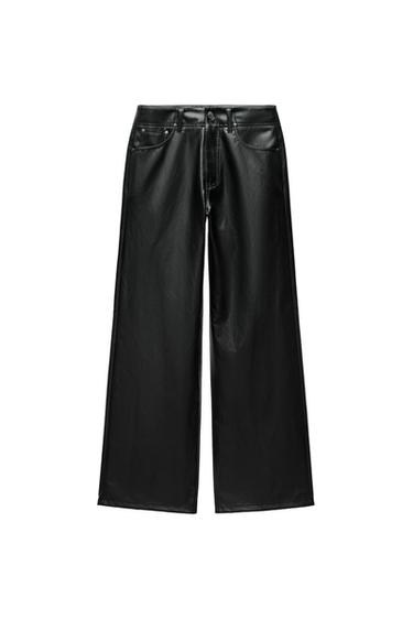 ZW COLLECTION FAUX LEATHER STRAIGHT TROUSERS