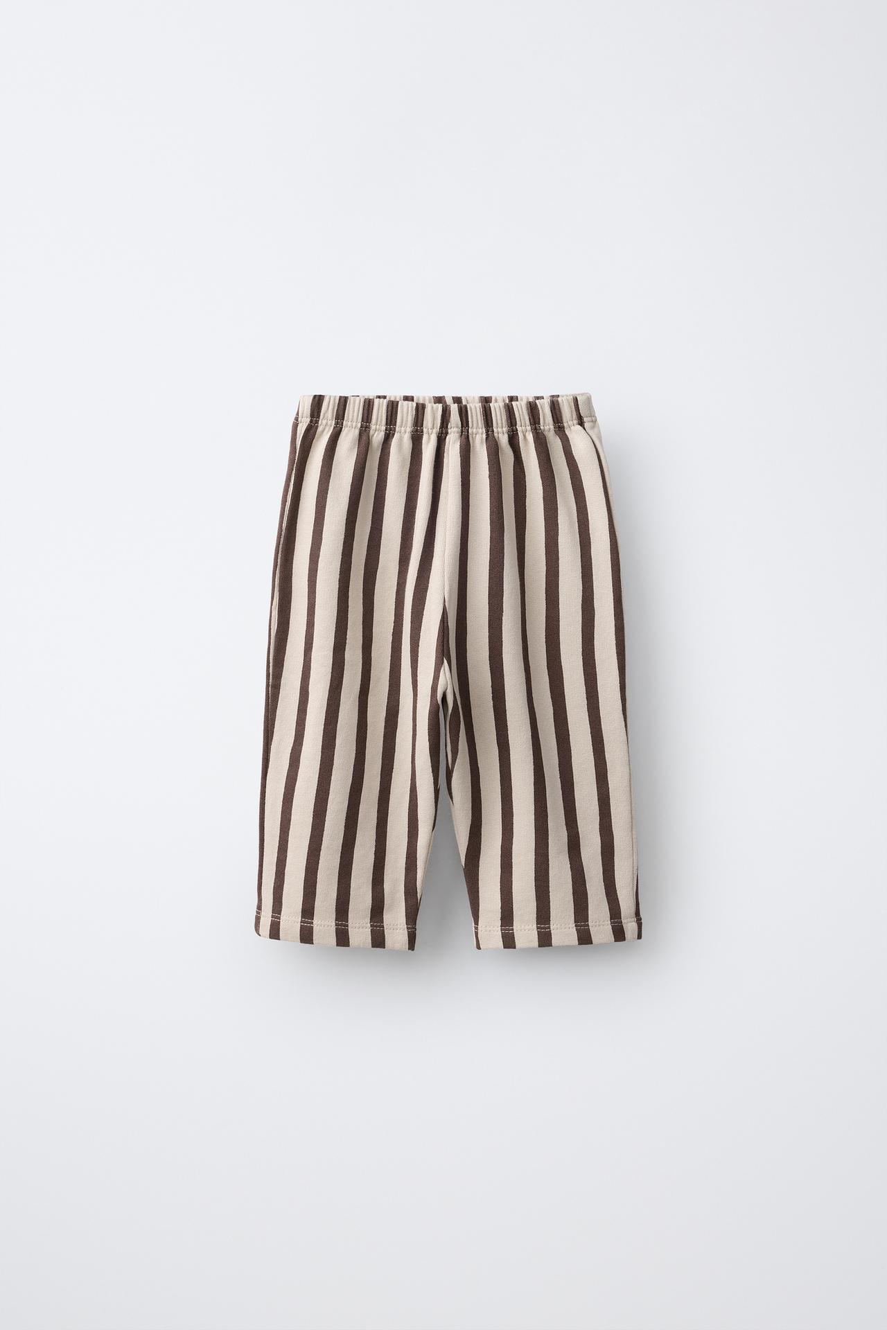 STRIPED PRINT PANTS — Brown