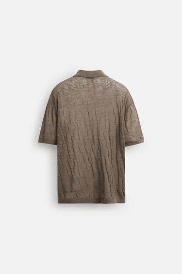 TEXTURED KNIT SHIRT - Brown / Taupe by Zara - Image 7