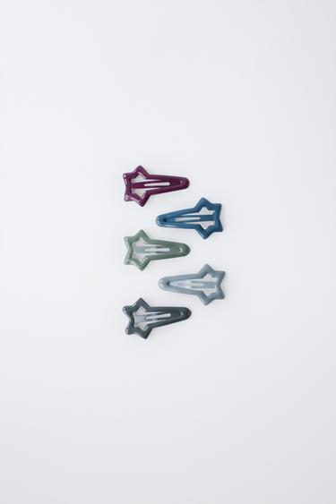 FIVE-PACK OF STAR HAIR CLIPS - Black by Zara