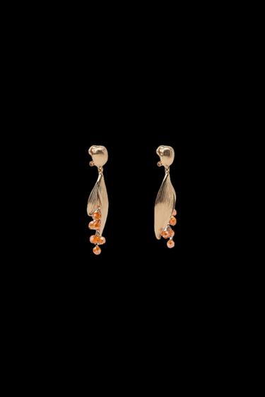 BEADED FLOWER EARRINGS - Golden by Zara