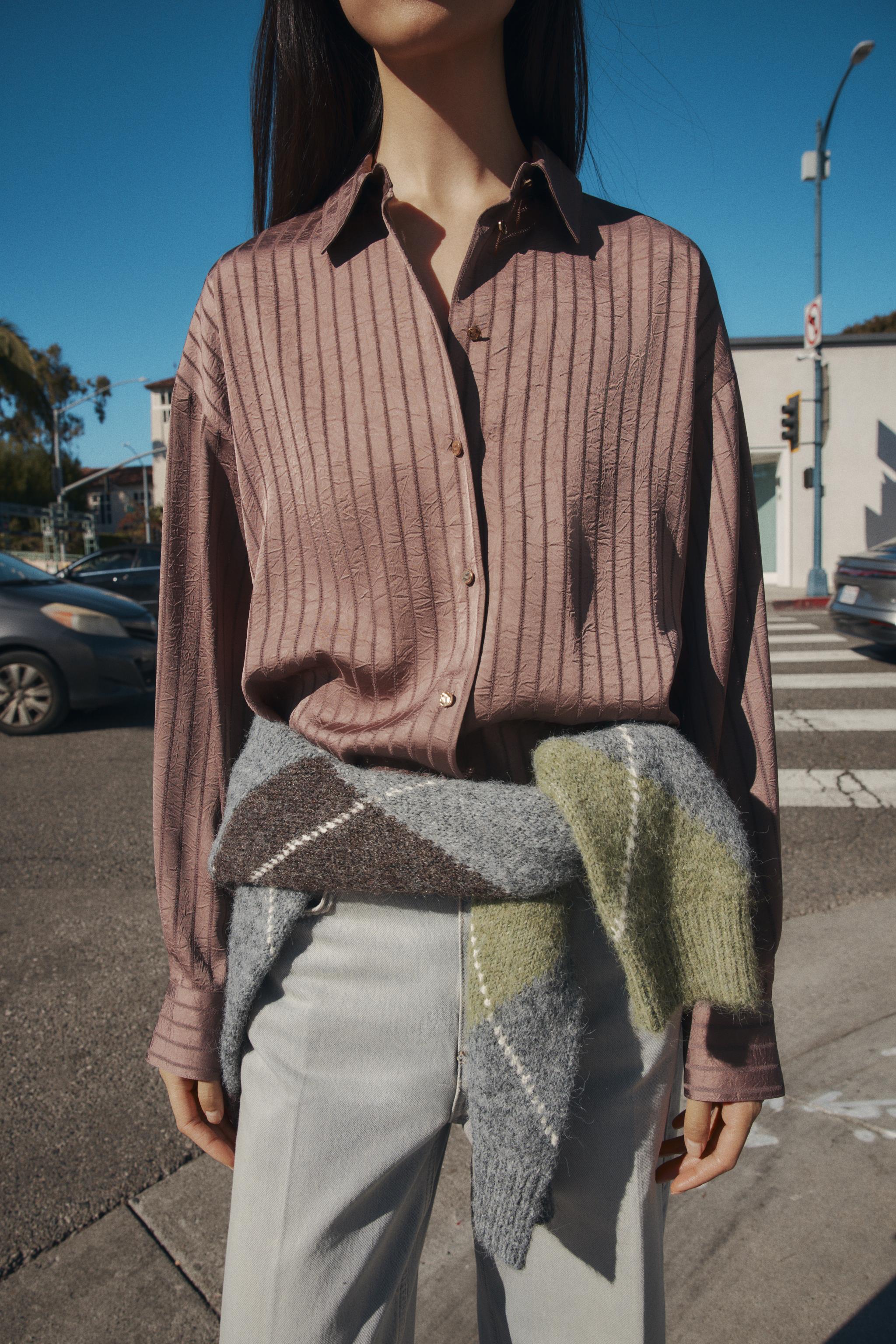 STRIPED SATIN EFFECT SHIRT