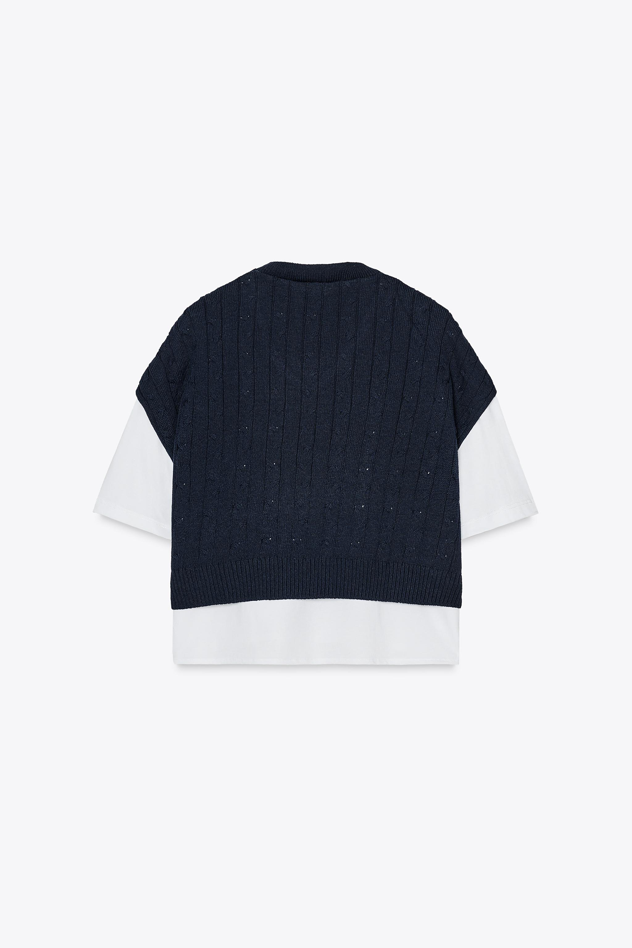 コントラストプリントTシャツ - ネイビーブルー | ZARA Japan / 日本