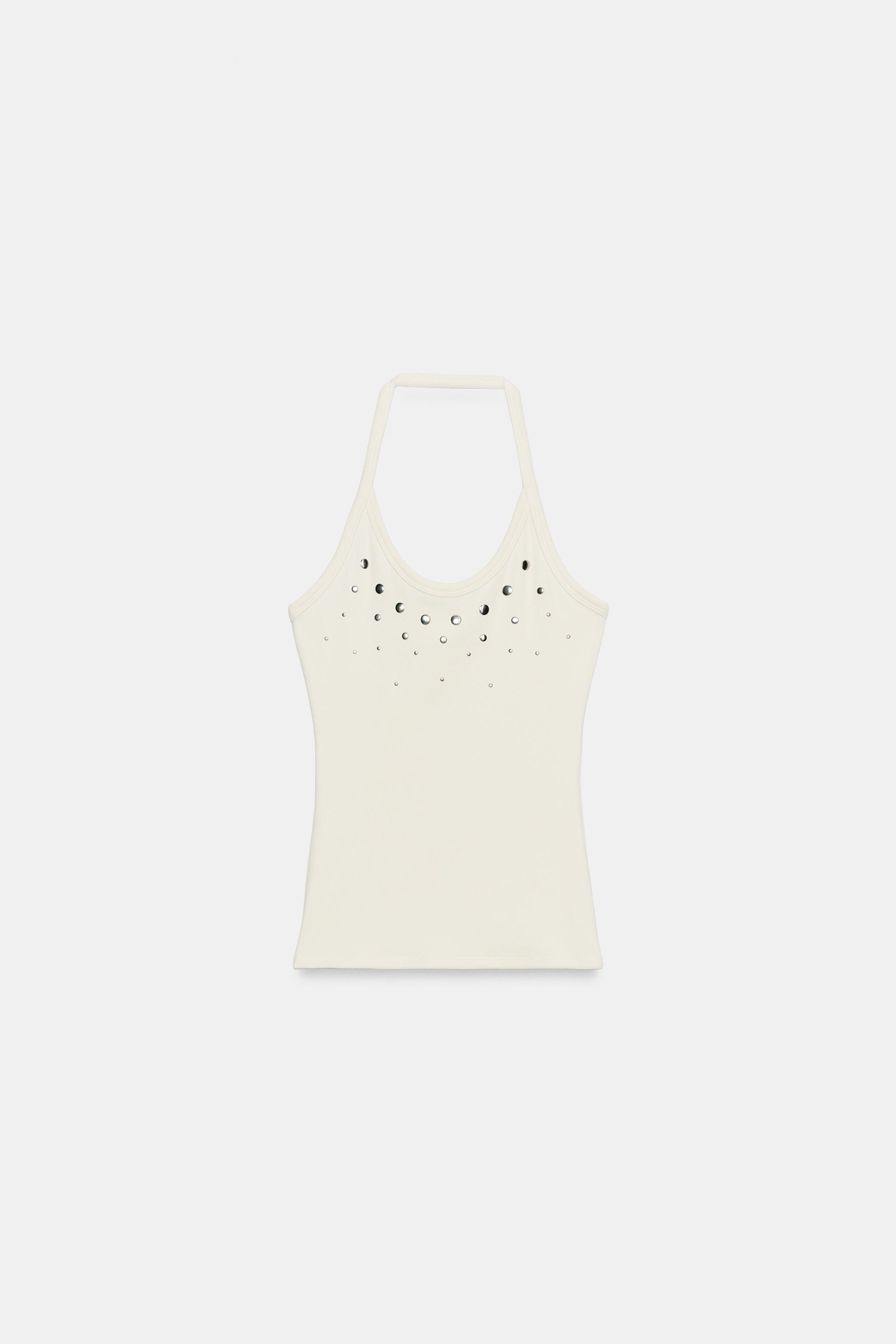 STUDDED HALTER TOP