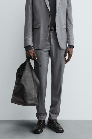 PANTALÓN TRAJE ESTRUCTURA - Gris / Azul de Zara