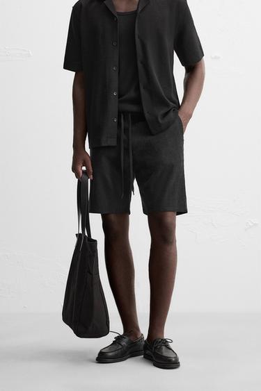 BERMUDASHORTS AUS LEINEN UND VISKOSE - Schwarz von Zara