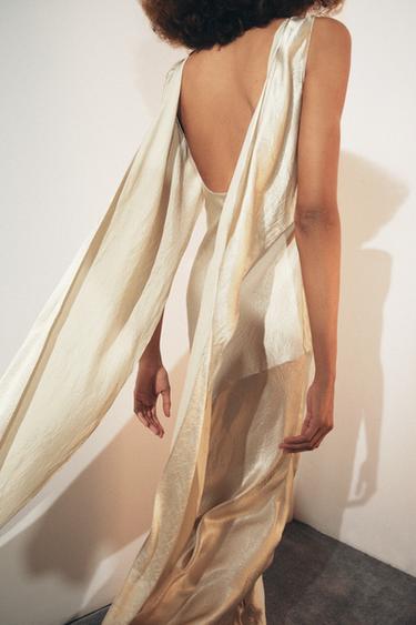 LIMITED EDITION CRINKLED-EFFECT SATIN DRESS - Beige by Zara