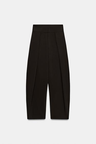 PANTALÓN BALLOON PLIEGUES - Berenjena oscuro de Zara