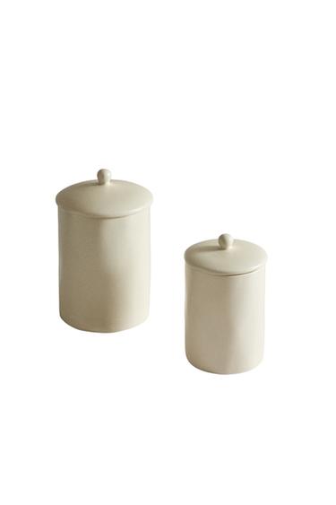 CERAMIC JAR WITH LID - Oyster-white by Zara