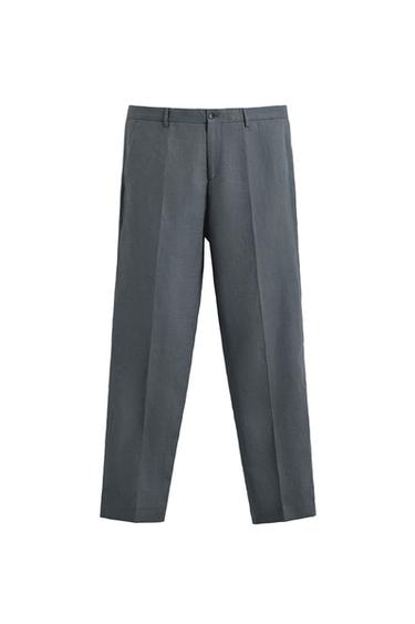 Zara 100% LINEN SUIT PANTS - Blue / Gray