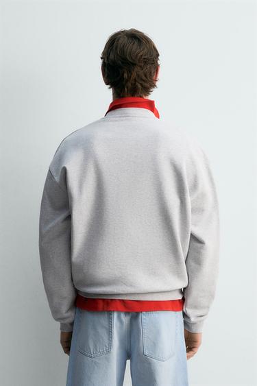 REGULAR FIT CREWNECK SWEATSHIRT - Grey marl by Zara - Image 2